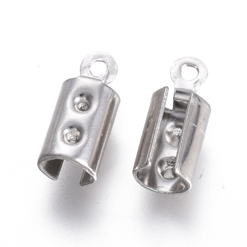 (per stuk) Roestvrij Stalen (RVS) Veterklem zilver - 10x4mm