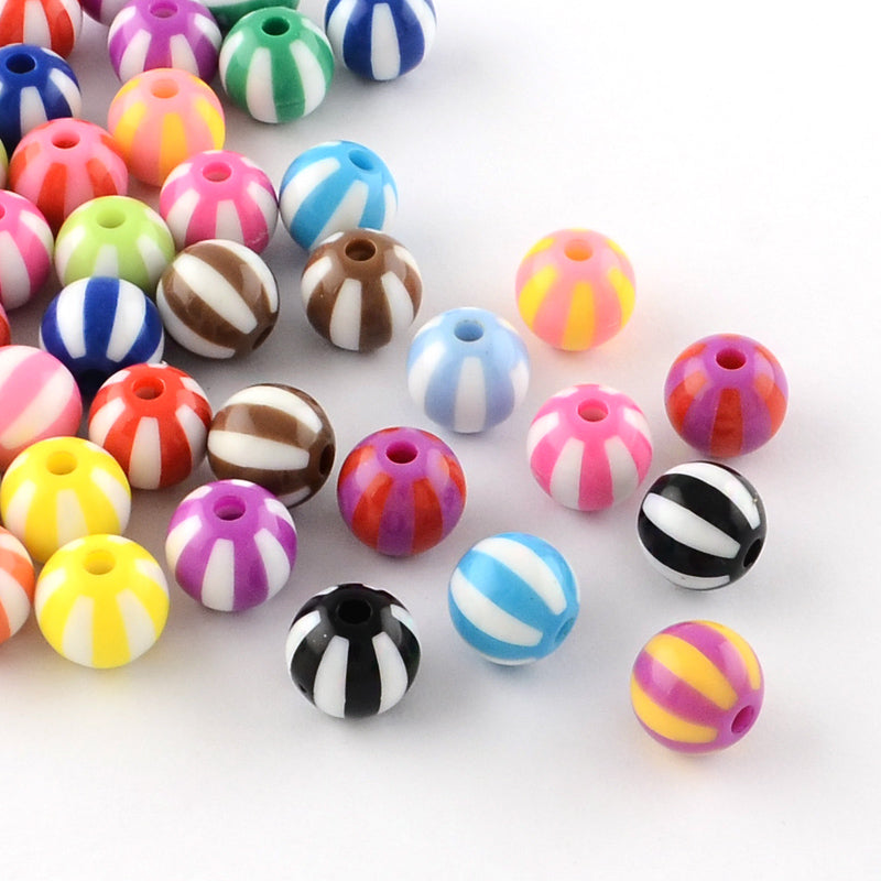 (5 stuks) Acryl kralen gestreept verschillende kleuren - 16x15mm