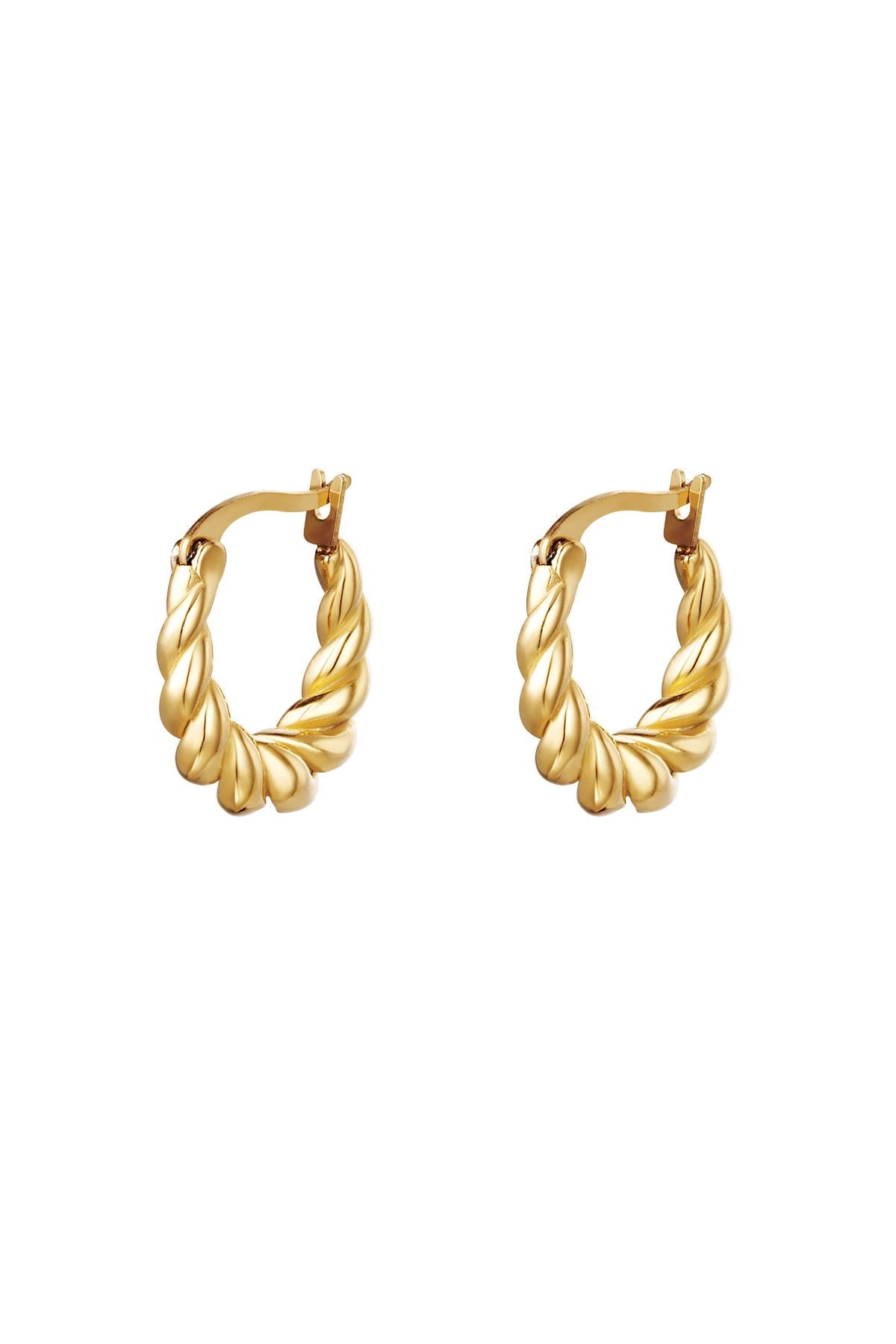 Oorbellen ovaal met twist - goud RVS