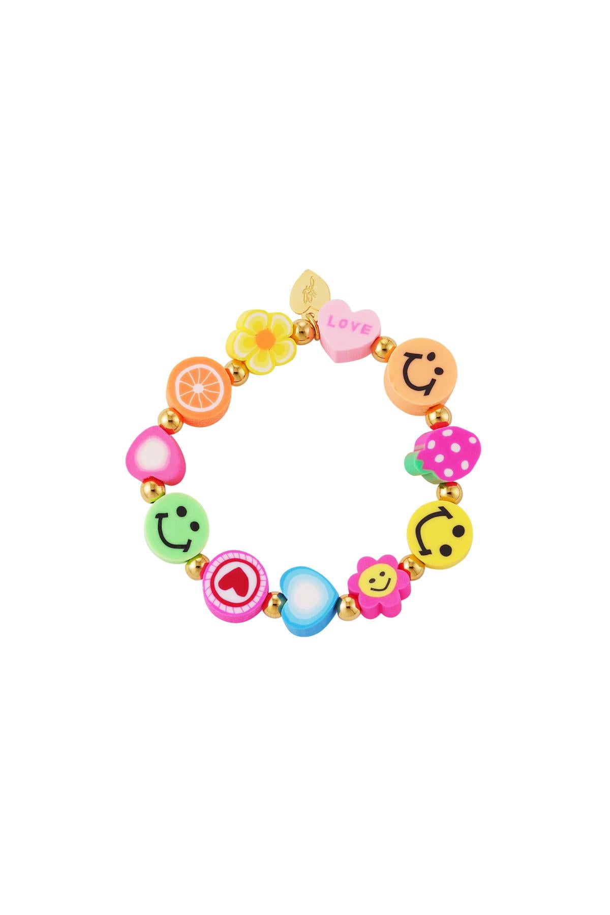 Kids Armband happy fruits - goud RVS