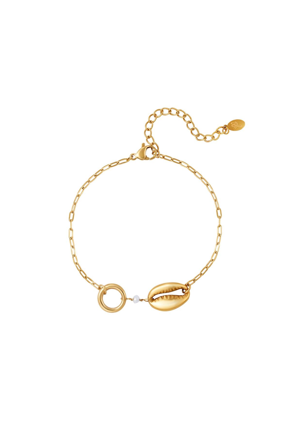 Armband met schelp - goud RVS
