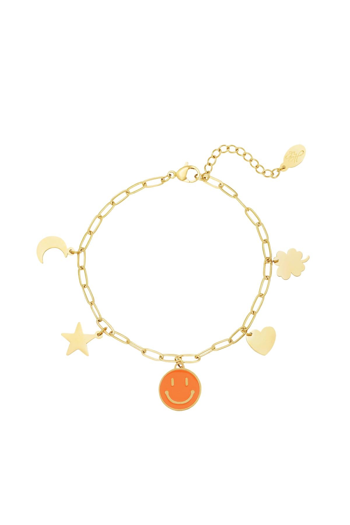 Armband met bedeltjes - goud RVS