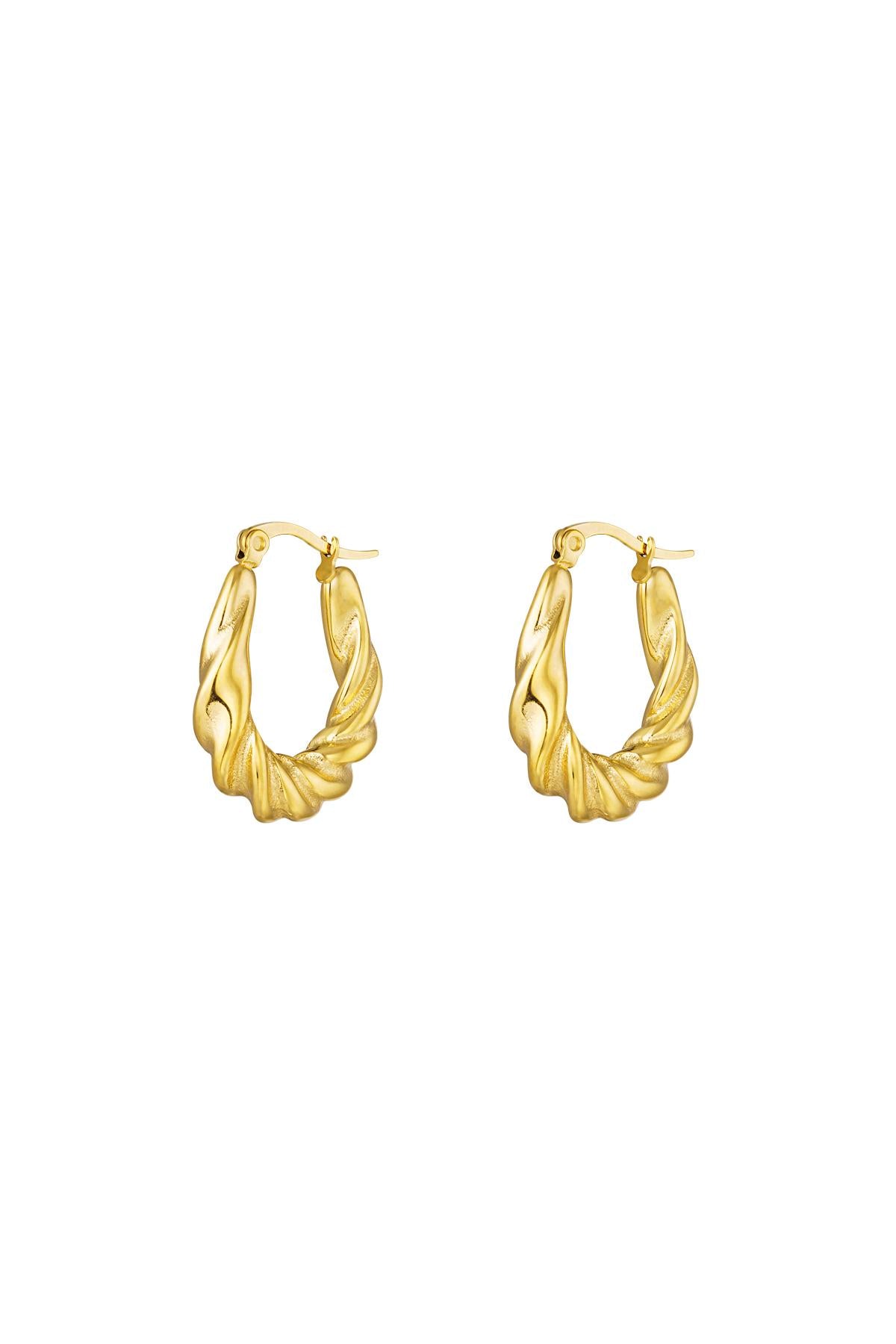 Oorbellen ovaal met twist - goud RVS