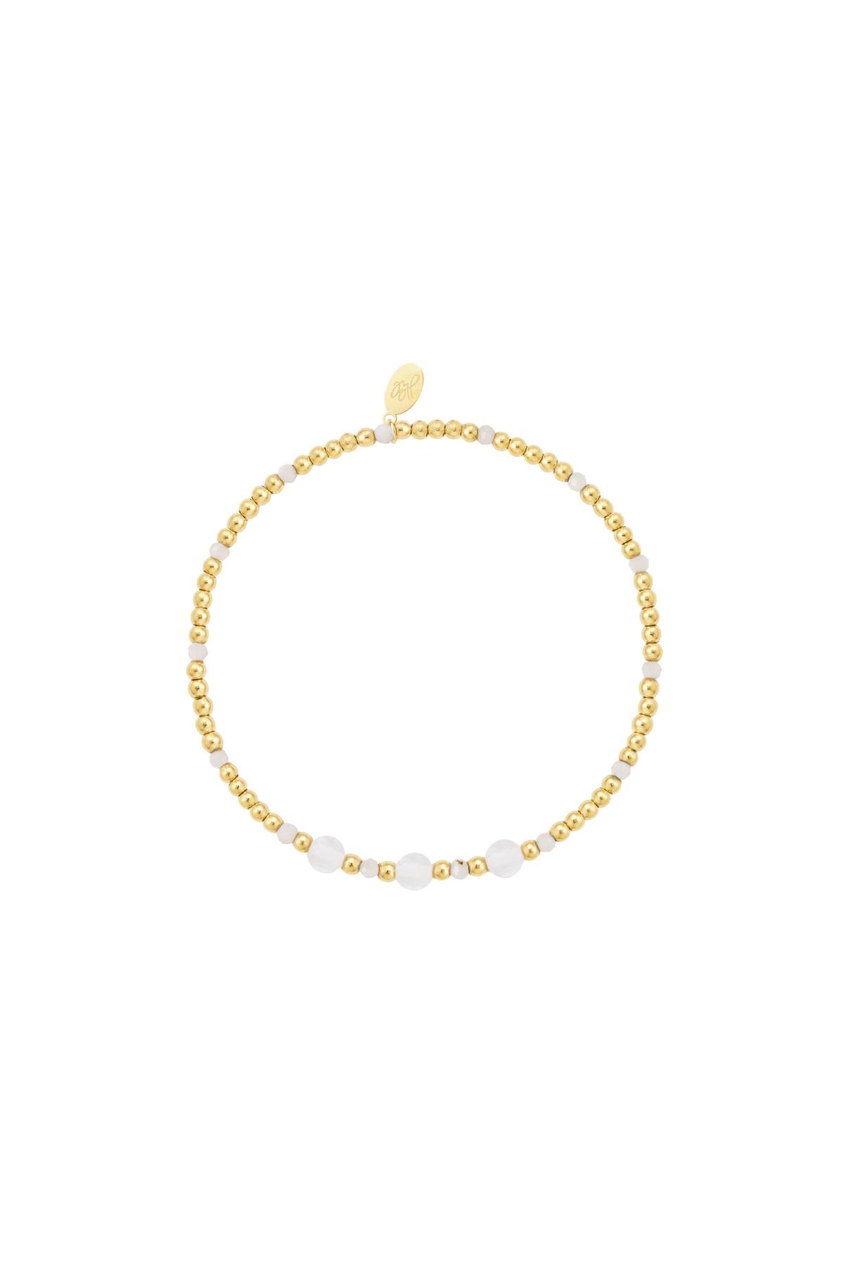 Armband cheerful stones white - goud RVS
