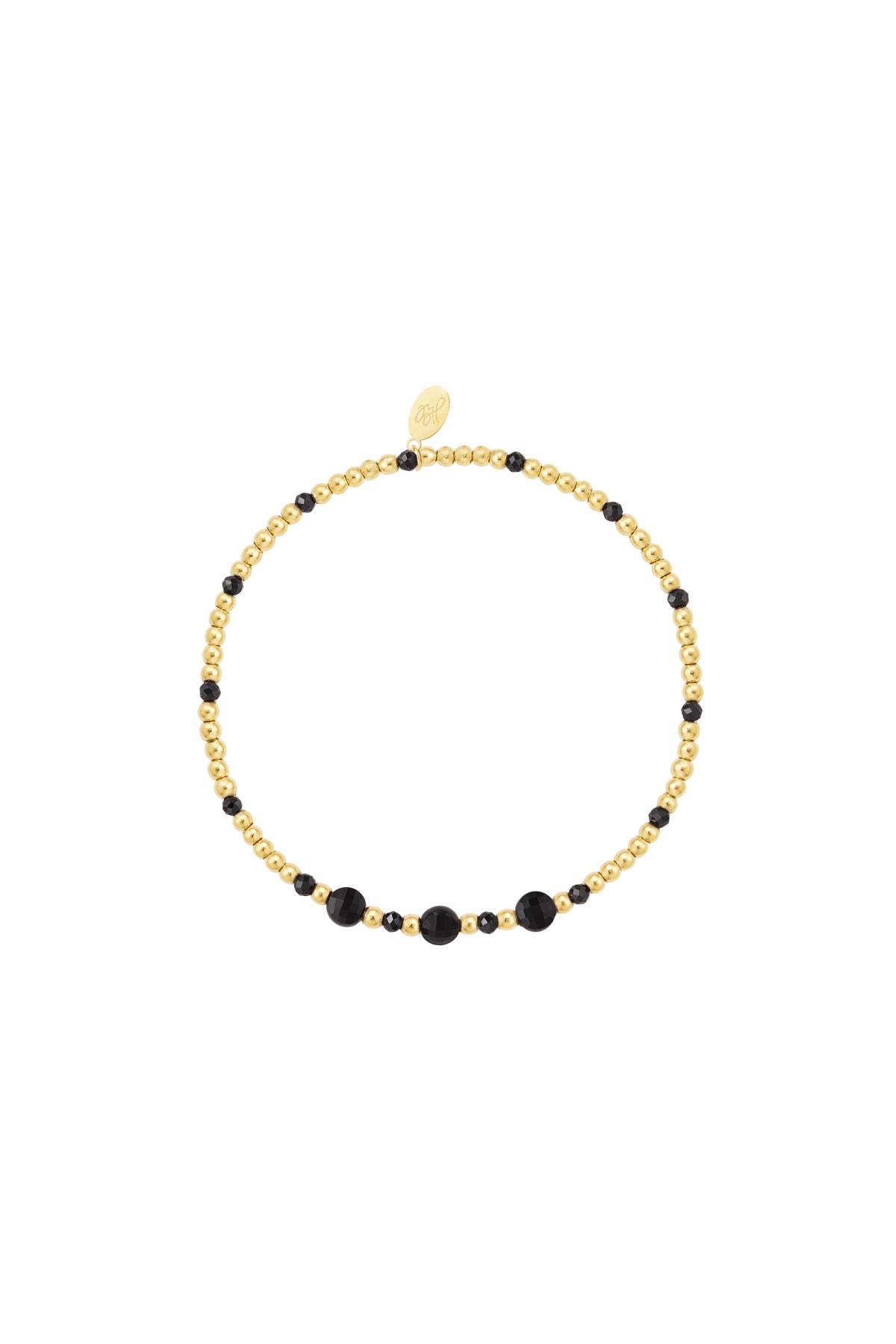 Armband cheerful stones black - goud RVS