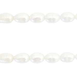 (40~50 stuks) Zoetwaterparel streng rice natural wit - 7x6mm