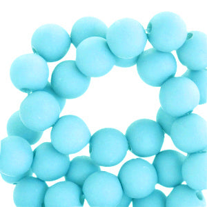 50 stuks acryl kralen mat helder blauw - 6mm