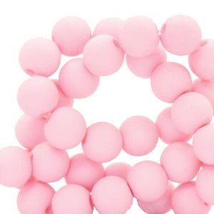 50 stuks acryl kralen mat licht roze - 6mm