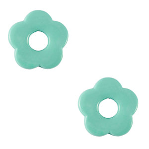 (per stuk) Acryl bedel bloem turquoise - 27mm