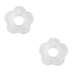 (per stuk) Acryl bedel bloem wit marmer - 27mm