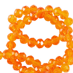(113~115 stuks) Facet glaskraal streng oranje - 4x3mm