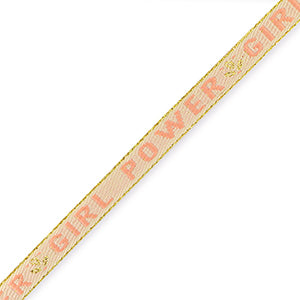 (per meter) "Girl Power" lint roze - 10mm