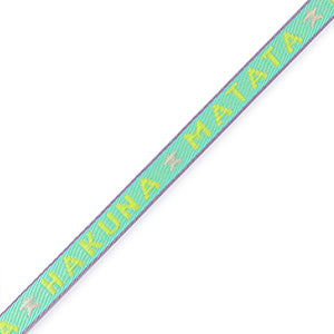 (per meter) "Hakuna Matata" lint Blauw Geel - 10mm