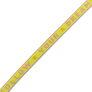 (per meter) "Follow Your Dreams" lint Paars Groen - 10mm
