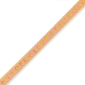(per meter) "Love Faith Hope" lint koraal rood goud - 10mm