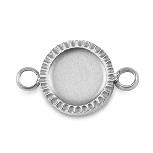 (per stuk) Birthstones bedel tussenstuk rond (RVS) zilver - SS16