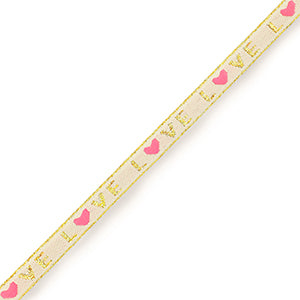 (per meter) "Love" lint roze goud - 10mm