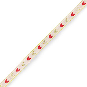 (per meter) Hartjes lint rood goud - 10mm