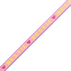 (per meter) "Bestie" lint roze lime groen - 10mm