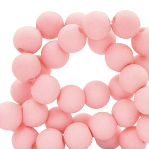 50 stuks acryl kralen mat roze - 6mm