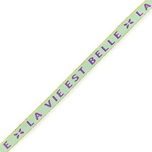 (per meter) "La Vie Est Belle" lint Mint groen Paars - 10mm