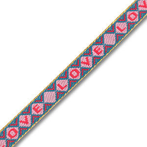 (per meter) "Love" lint blauw roze rood goud - 10mm
