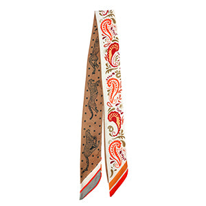 (per stuk) Bandana sjaal bloemen/luipaard wit bruin - 90x5cm