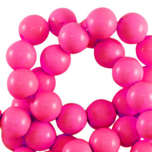 (per stuk) Grote ronde acryl kralen shiny fuchsia roze - 14mm