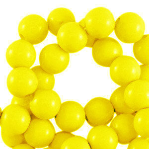 (per stuk) Grote ronde acryl kralen shiny geel - 18mm
