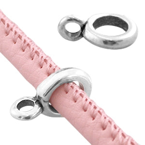 (per stuk) Metalen DQ hanger met oog zilver - 12,5x9mm