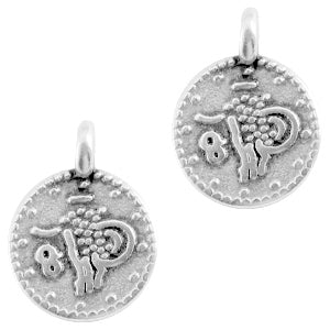 (per stuk) Bedel DQ metaal muntje zilver - 9,5x7,5mm