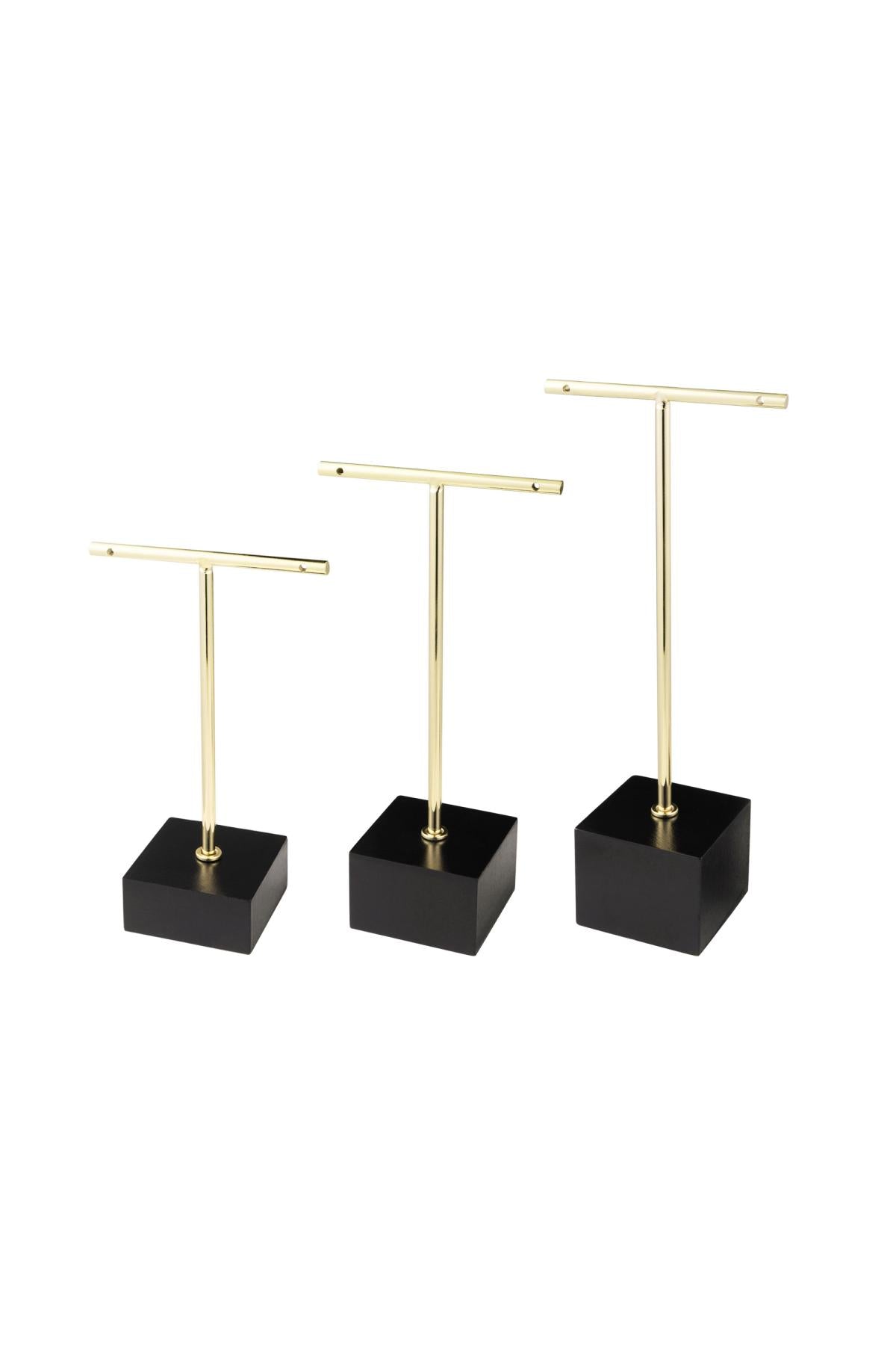 Oorbellen displays hout zwart en goud - 3 stuks