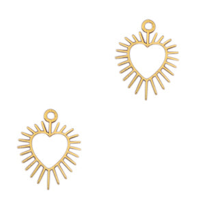 (per stuk) Roestvrij stalen (RVS) bedel hart highlight - 20x16mm