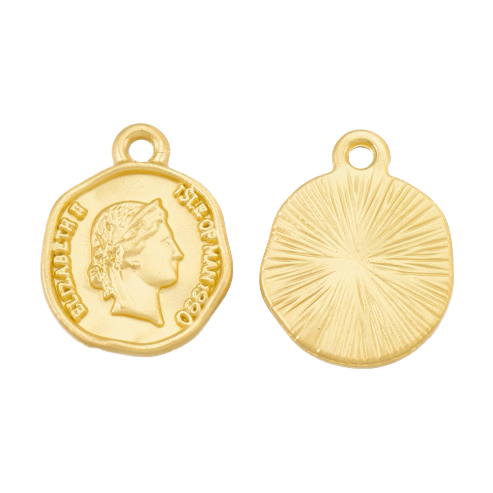 (per stuk) Bedel muntje goud - 15,5x12mm