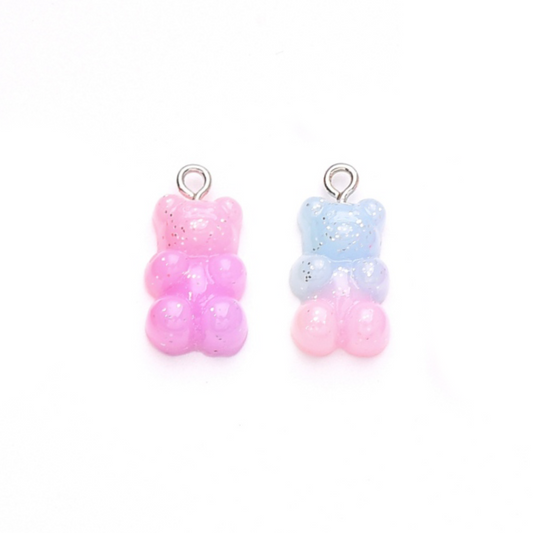 (per stuk) Gummy Bear bedel met glitter - 21,5x11,5x7mm