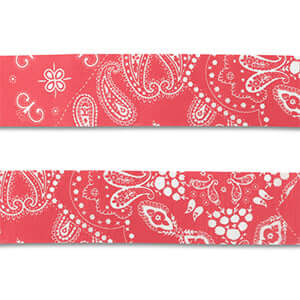 Diep roze-witte 40mm bandana strip met paisley patroon, perfect voor trendy DIY bandana kettingen, gemaakt van katoen.