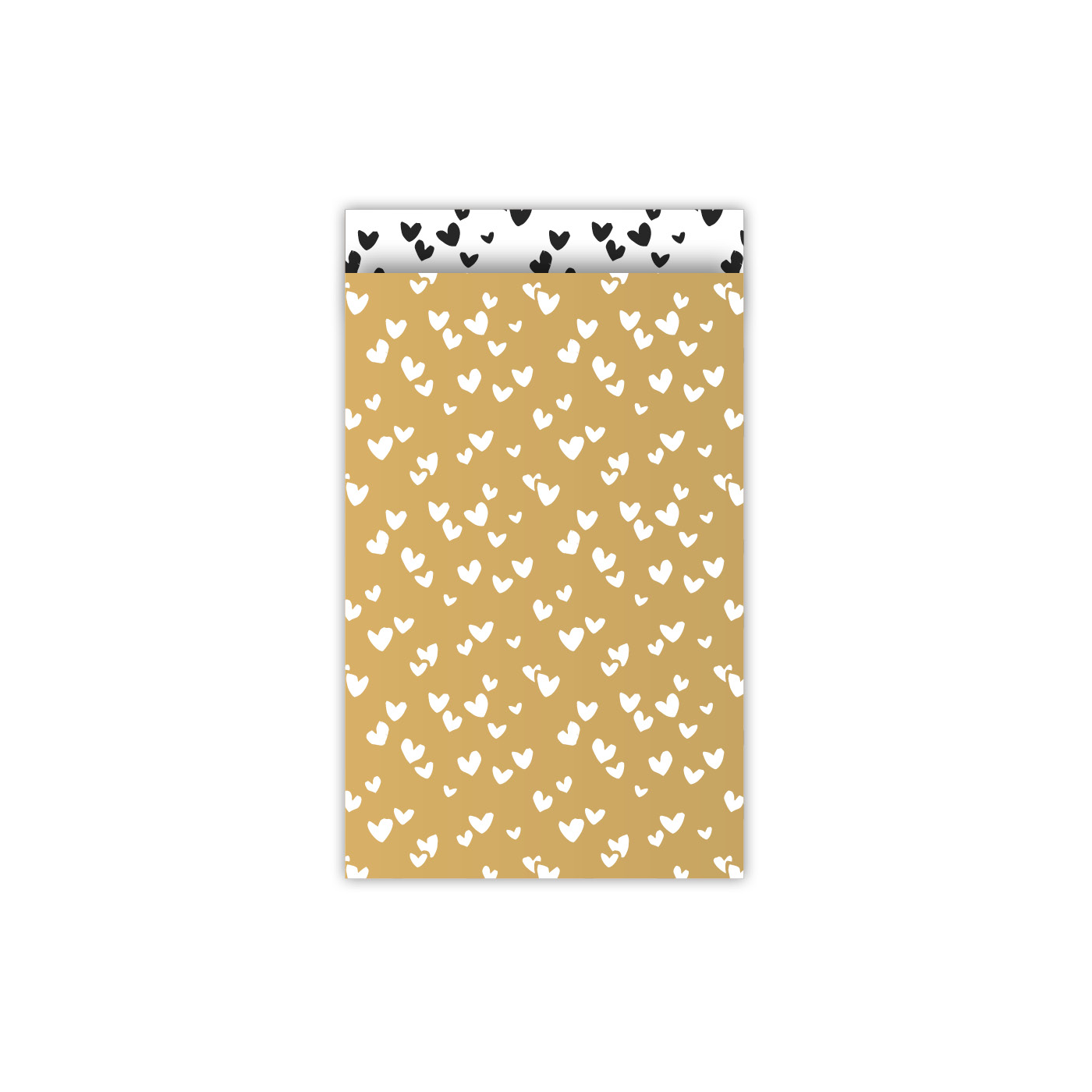 5 stuks Cadeauzakjes Solo Hearts goud/zwart - 12x19cm