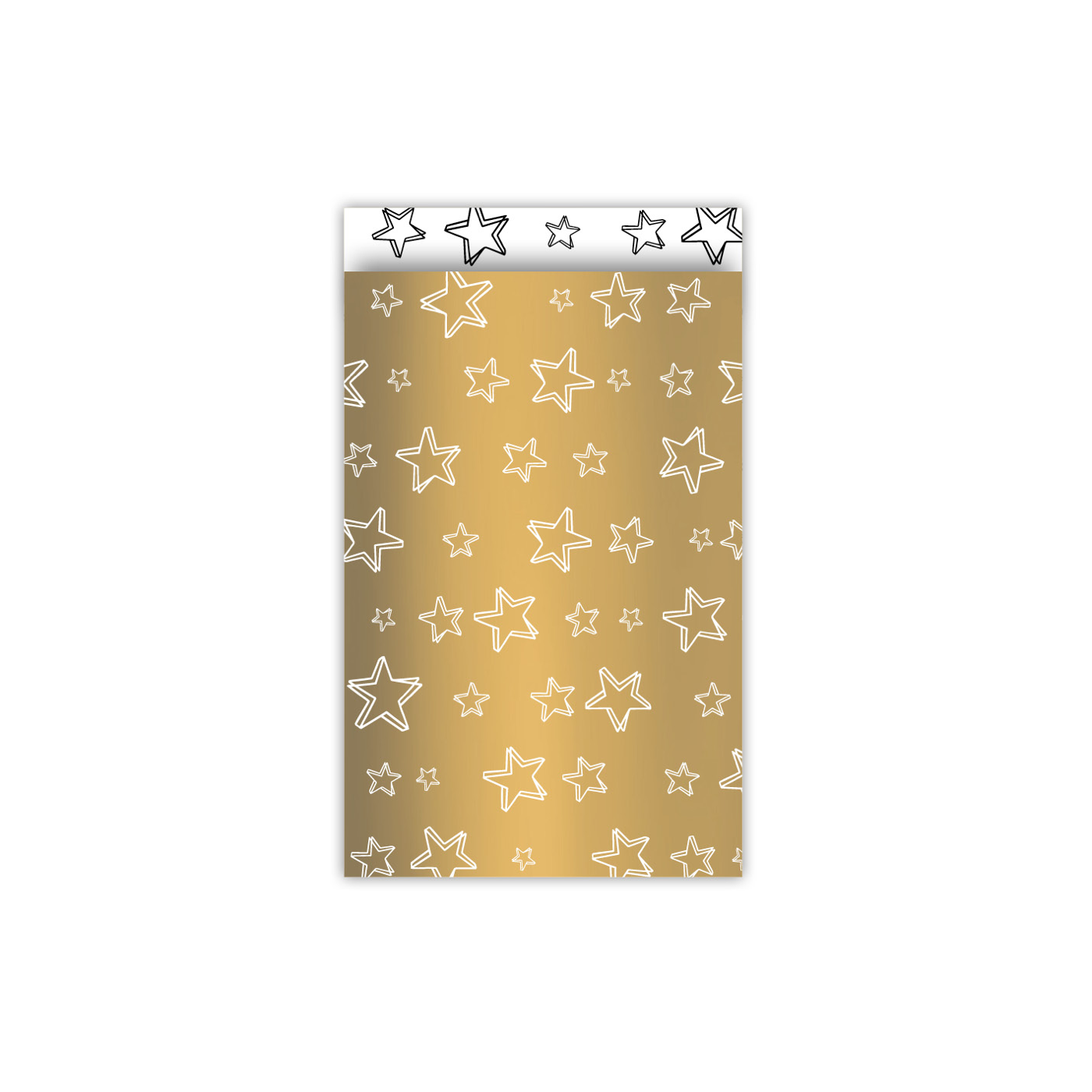 5 stuks Cadeauzakjes Super Stars goud/wit - 12x19cm
