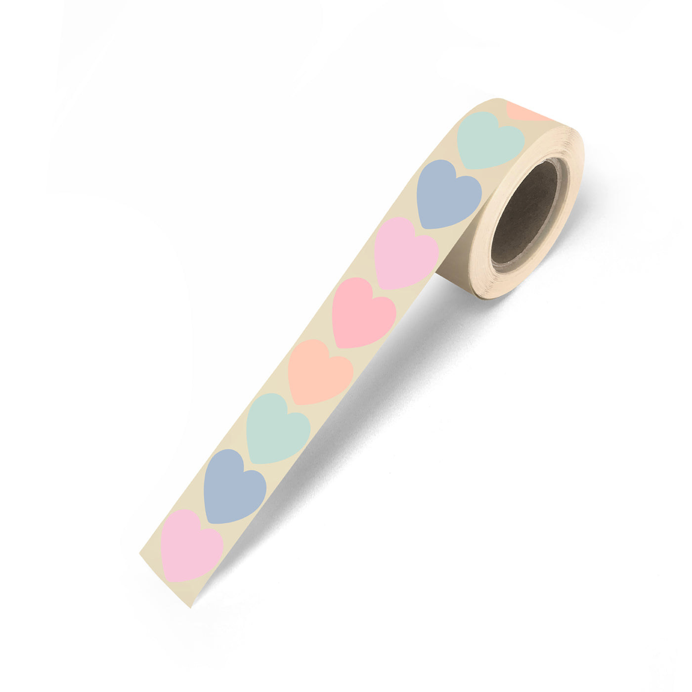 5 stuks Stickers Verschillende pastel hartjes - 50mm