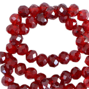 (80~84 stuks) Facet glaskraal streng donker rood - 6x4mm