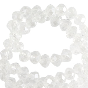 (80~84 stuks) Facet glaskraal streng pearl wit - 6x4mm