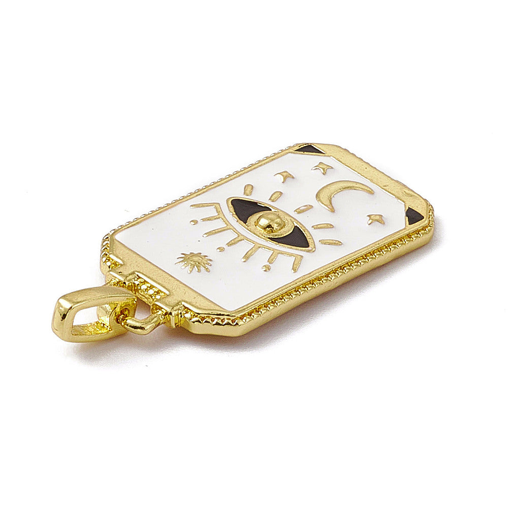 (per stuk) Tarotkaart bedel met oog wit - 26x14mm