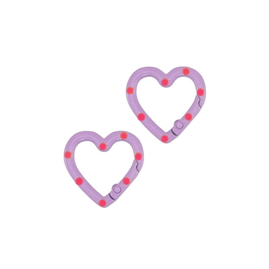 (per stuk) Sleutelhanger clip hart paars met roze - 25x25,7mm