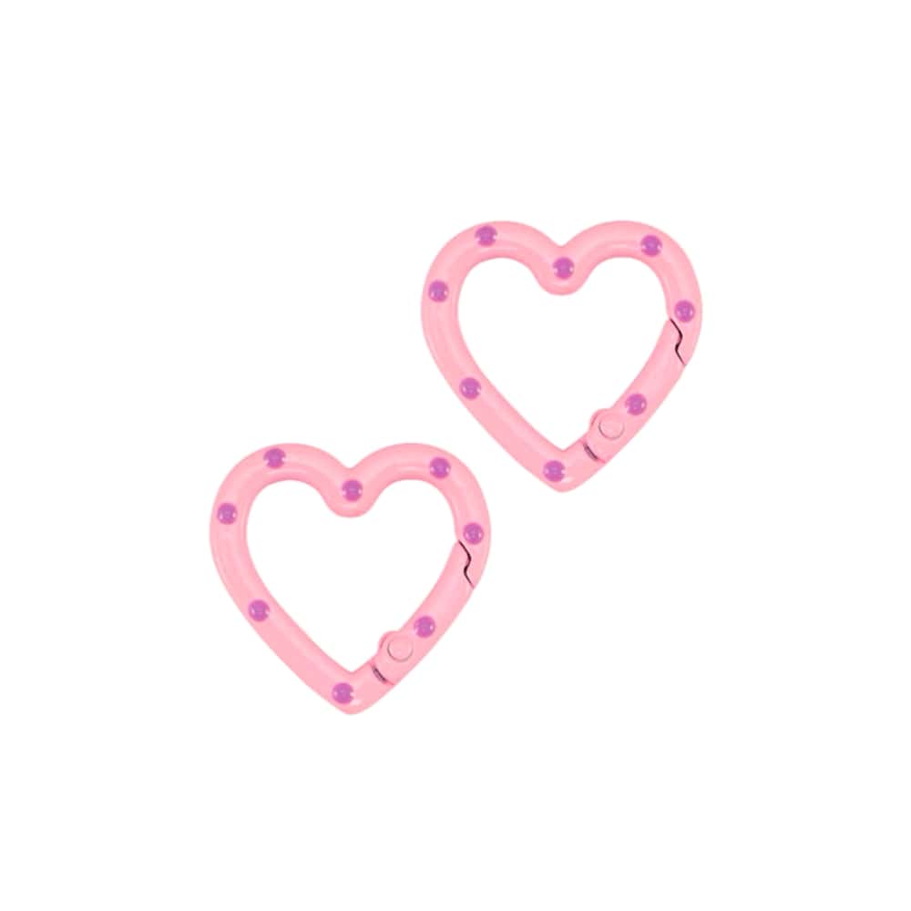 (per stuk) Sleutelhanger clip hart roze met paars - 25x25,7mm