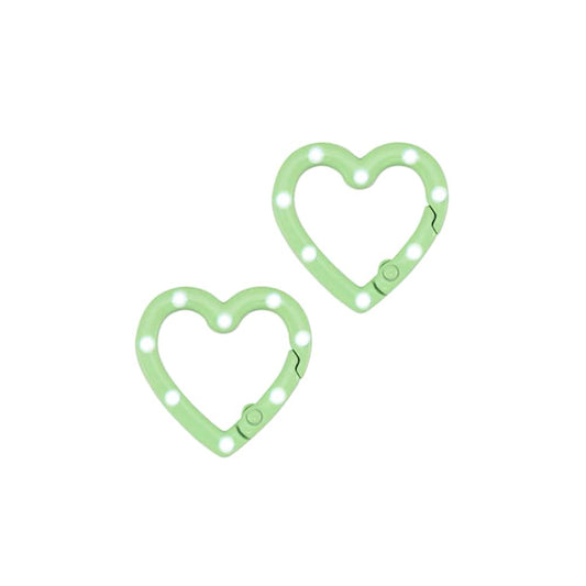 (per stuk) Sleutelhanger clip hart groen met wit - 25x25,7mm