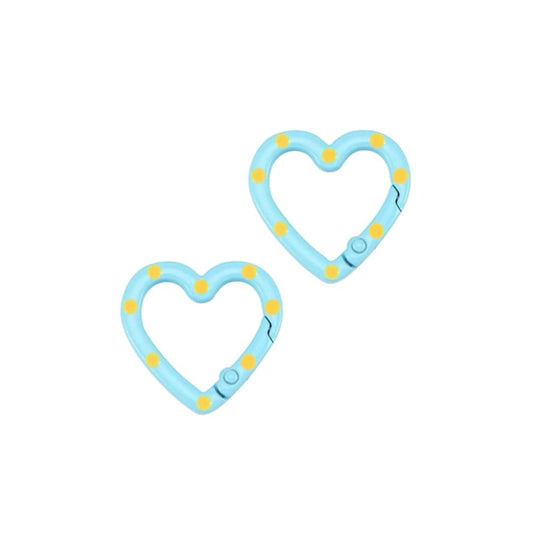 (per stuk) Sleutelhanger clip hart blauw met geel - 25x25,7mm