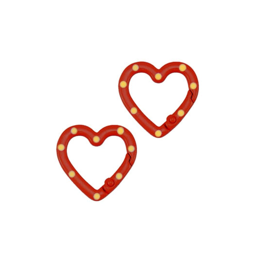 (per stuk) Sleutelhanger clip hart rood met geel - 25x25,7mm