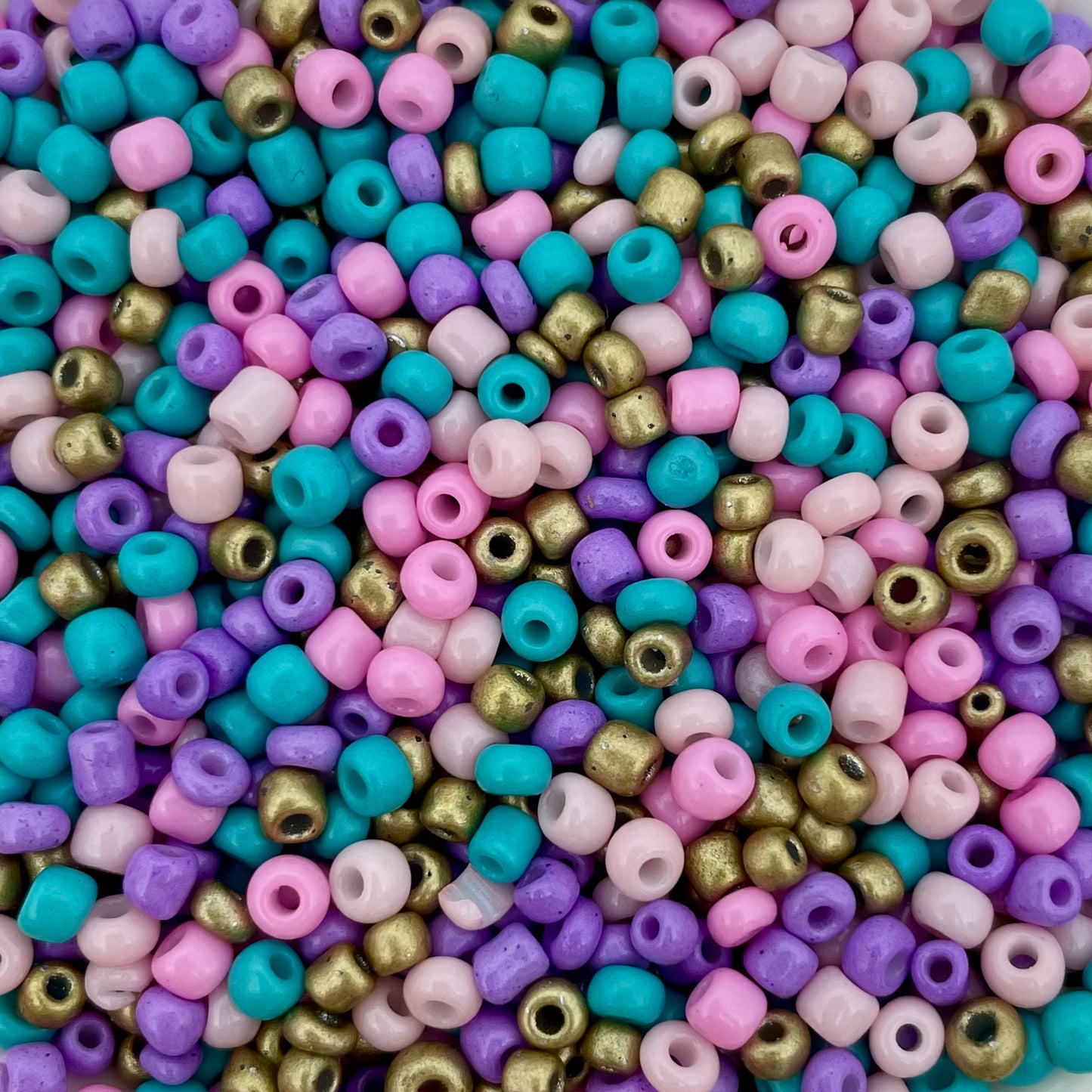 7gram Rocailles kralenmix paars cyaan goud - 3mm