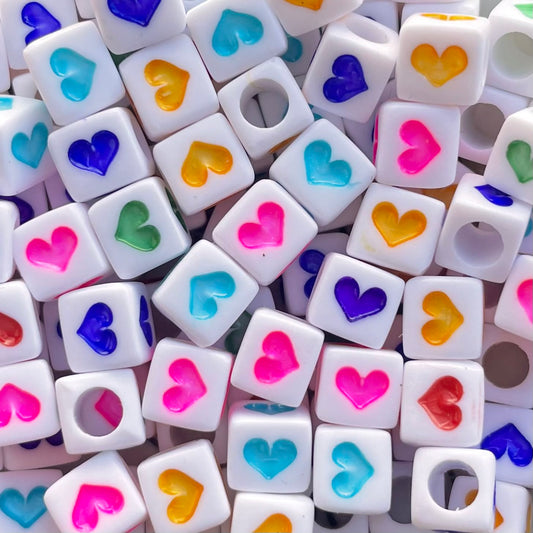 50 stuks Vierkante hartjes kralen - 6mm