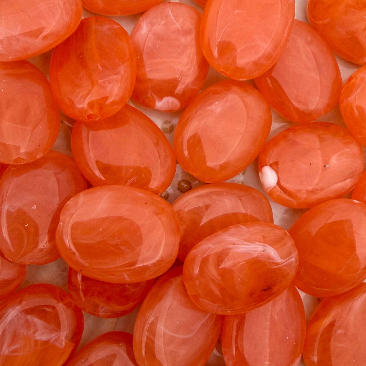 (per stuk) Acryl kraal ovaal oranje - 19x15mm